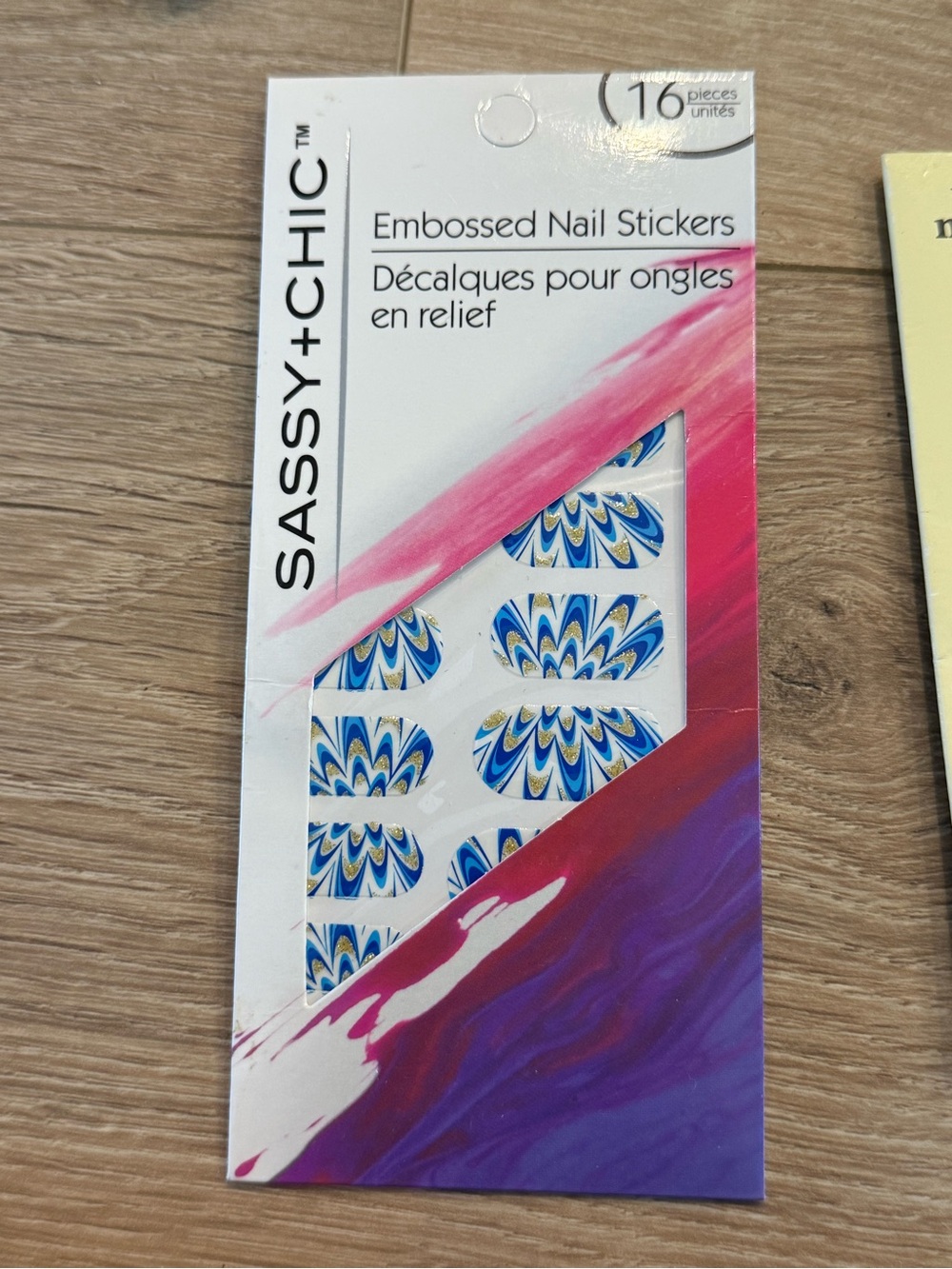 Sassy + Chic Embossed Nail Stickers — Blue & Gold Floral Pattern